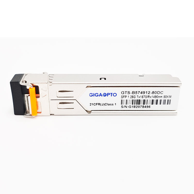1000BASE-BX 1.25G BiDi SFP ট্রান্সসিভার মডিউল TX1570nm/RX1490nm 80km LC SMF DOM