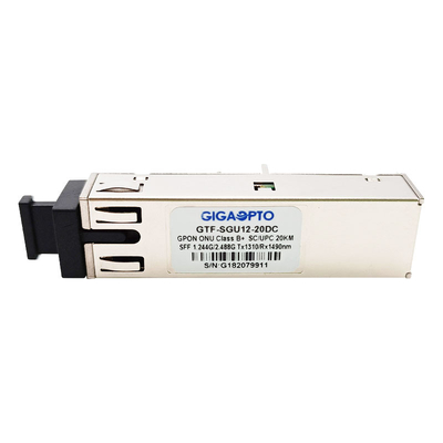 ক্লাস B+ GPON ONU ট্রান্সসিভার SFF 2x10 SC UPC রিসেপ্ট্যাকল Burst TX 1310nm 1.244G RX 1490nm 2.488G