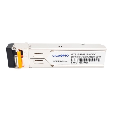 1000BASE BX 1.25G BiDi SFP ট্রান্সসিভার TX1570nm RX1490nm 80km LC SMF DOM