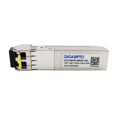 100Mbps কমপ্যাক্ট SFP ডুয়াল দ্বিমুখী অপটিক্যাল ট্রান্সসিভার TX1550nm RX1310nm LC 20km DOM