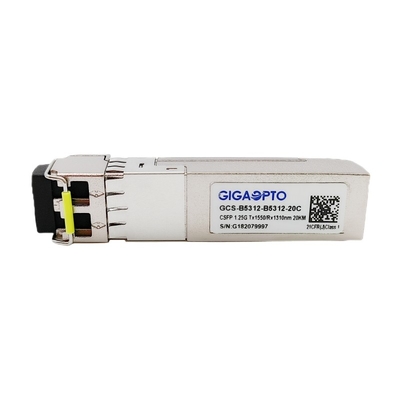 ডুয়াল 1.25G BIDI CSFP ট্রান্সসিভার LX TX1550nm RX1310nm SMF 20km Sfp মডিউল একক ফাইবার