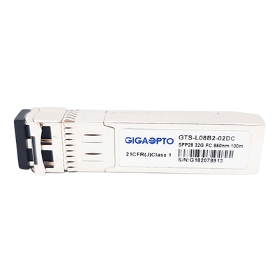 32G ফাইবার চ্যানেল সংক্ষিপ্ত তরঙ্গদৈর্ঘ্য 32GFC SW 850nm SFP28 ট্রান্সসিভার মডিউল 100m LC DOM