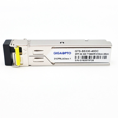 SD/HD/3G-SDI LC SMF DDM-এর জন্য 3Gbps MSA SMPTE SFP BiDi TX1550nm RX1310nm 40km ট্রান্সমিটার রিসিভার মডিউল
