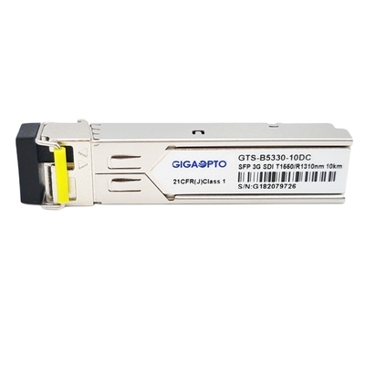 3Gb/S একক মোড BiDi SFP মডিউল TX1550nm RX1310nm 10km ভিডিও প্যাথলজিকাল প্যাটার্নস ট্রান্সসিভার মডিউল DDM MSA