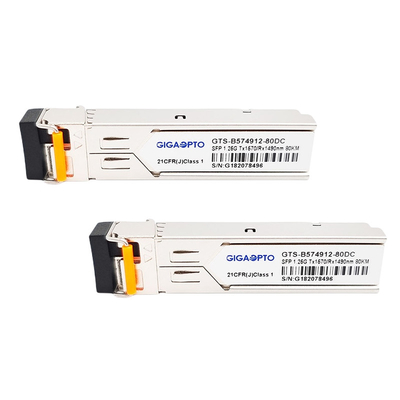 SMF GLC-BX80-D এর জন্য TX1570nm / RX1490nm গিগাবিট ফাইবার ট্রান্সসিভার 80km LC